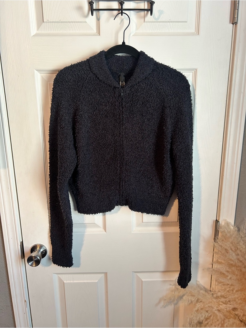 SKIMS cozy knit zip up ONYX